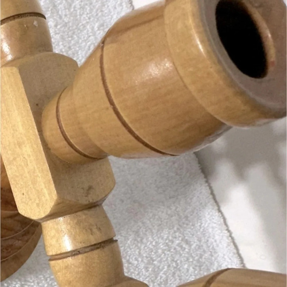 Vintage Wooden Scandinavian 3 Arm Candle Holder Candelabra - Picture 10 of 13